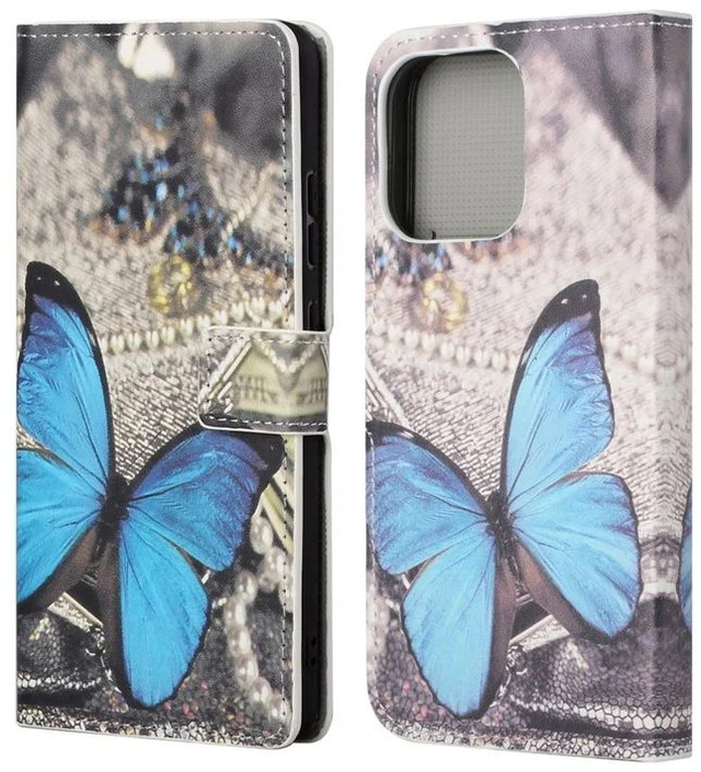 Iphone 13 suojakuori - Lompakkomalli sininen perhonen